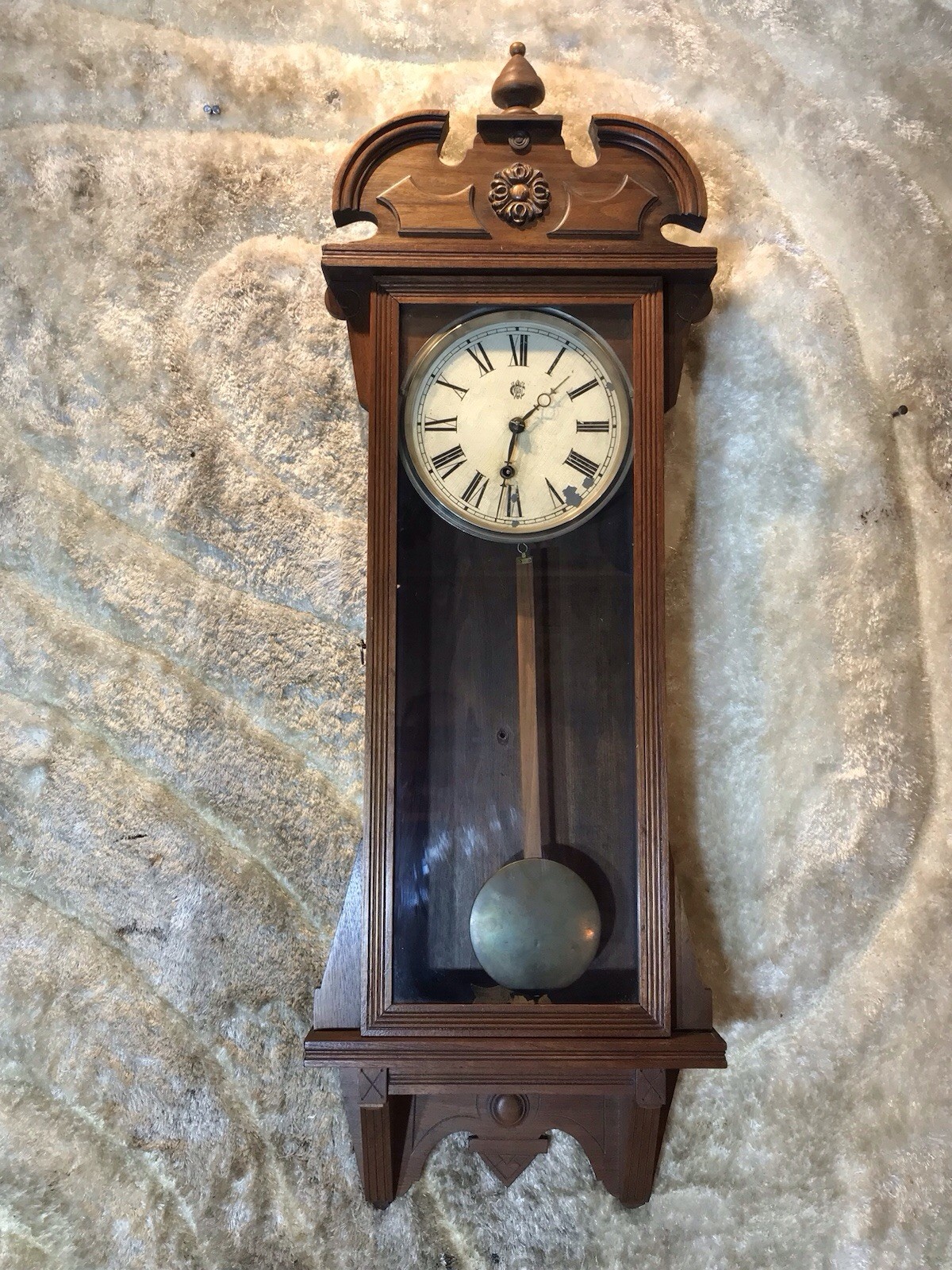 Vintage Antique USA Wall Waterbury Clock,with Oak Case,mechanical Movement