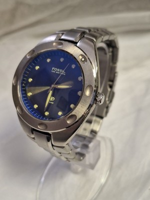 Fossil Blue Three-Hand Silver Stainless Steel Watch Blue Dial AM3345