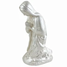 Vintage Chalkware Nativity Virgin Mary Figurine White Pearlized Christmas 8"