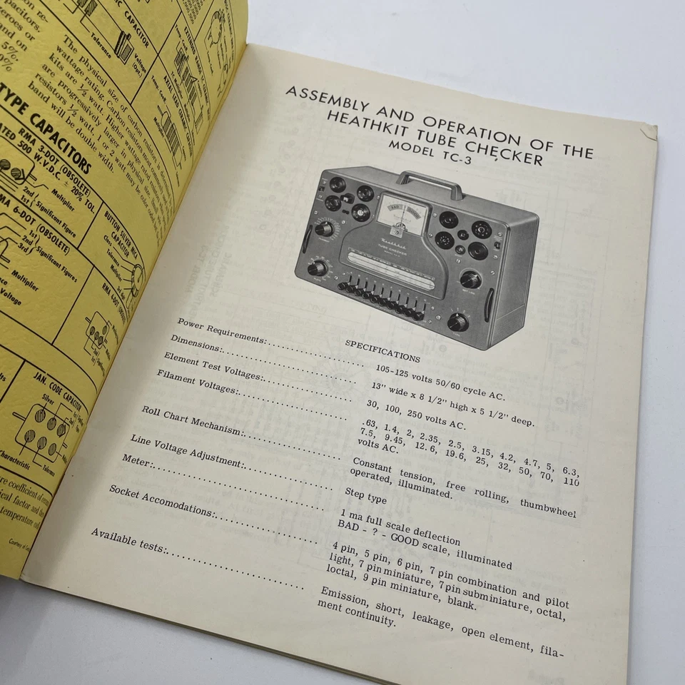 Comprobador de tubos Heathkit modelo TC-3 manual guía libro de instrucciones 595-208 Foto 3 de 4