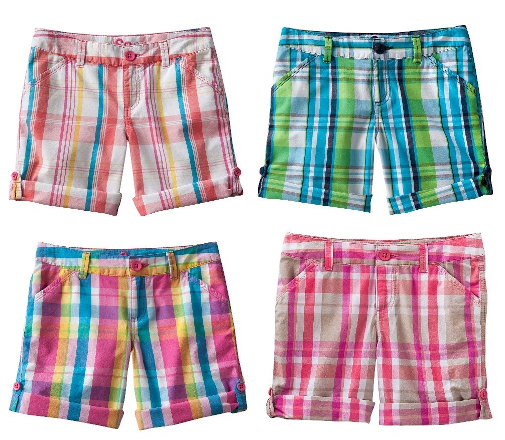 SO Brand Roll Cuff Plaid Bermuda Shorts ~ Pick Your Color