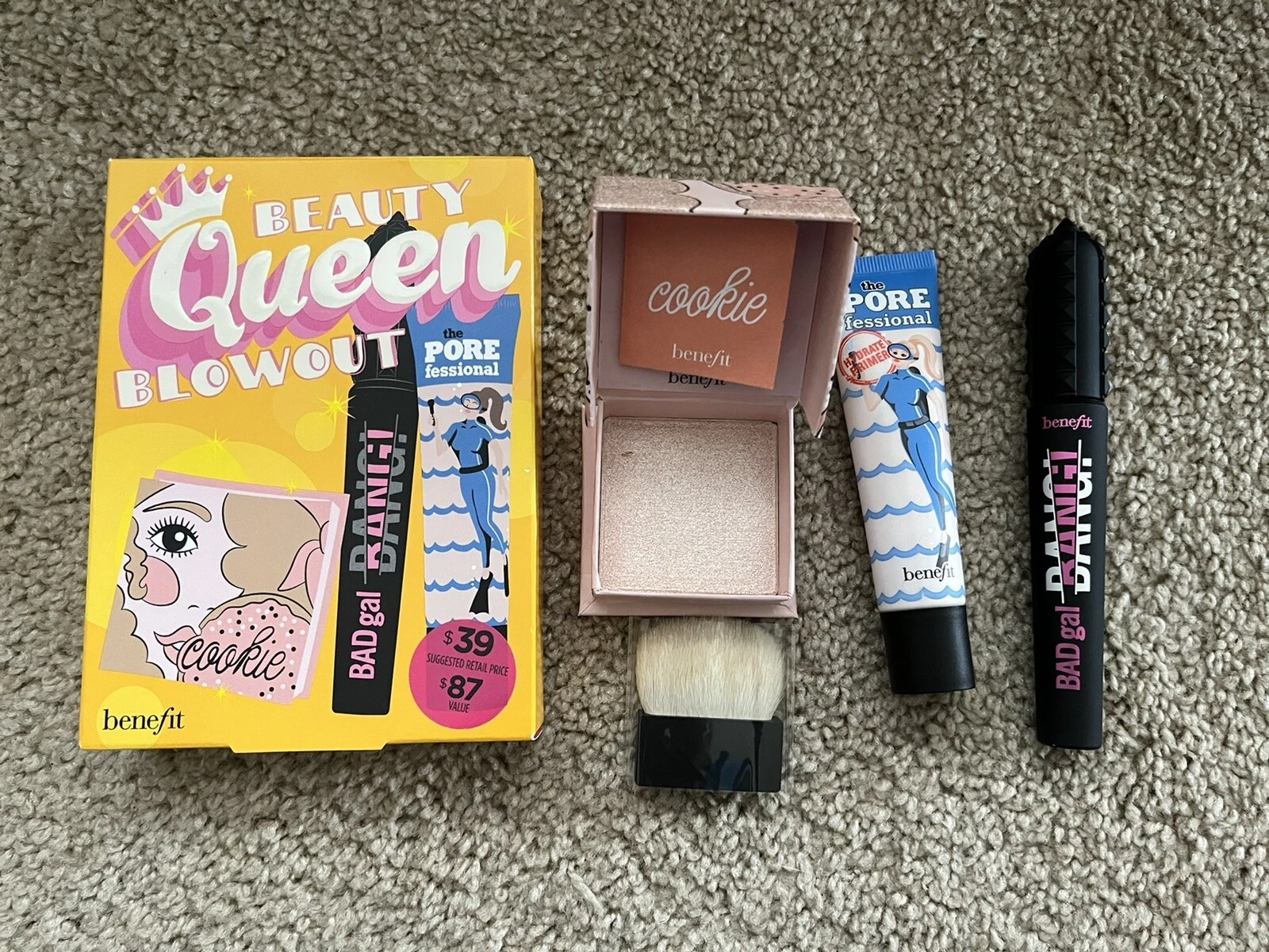 benefit beauty queen blowout kit new in box mascara primer highlighter