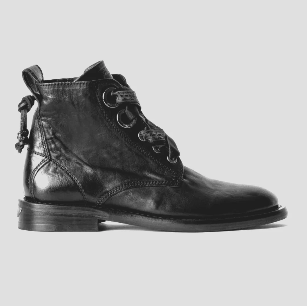 ZADIG VOLTAIRE 38 8 Laureen Roma Edgy Ankle Boots Women Black Side Zip Leather