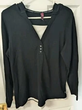 GITANO Hoodie Women Sz 14/16W Black Pullover Y2K