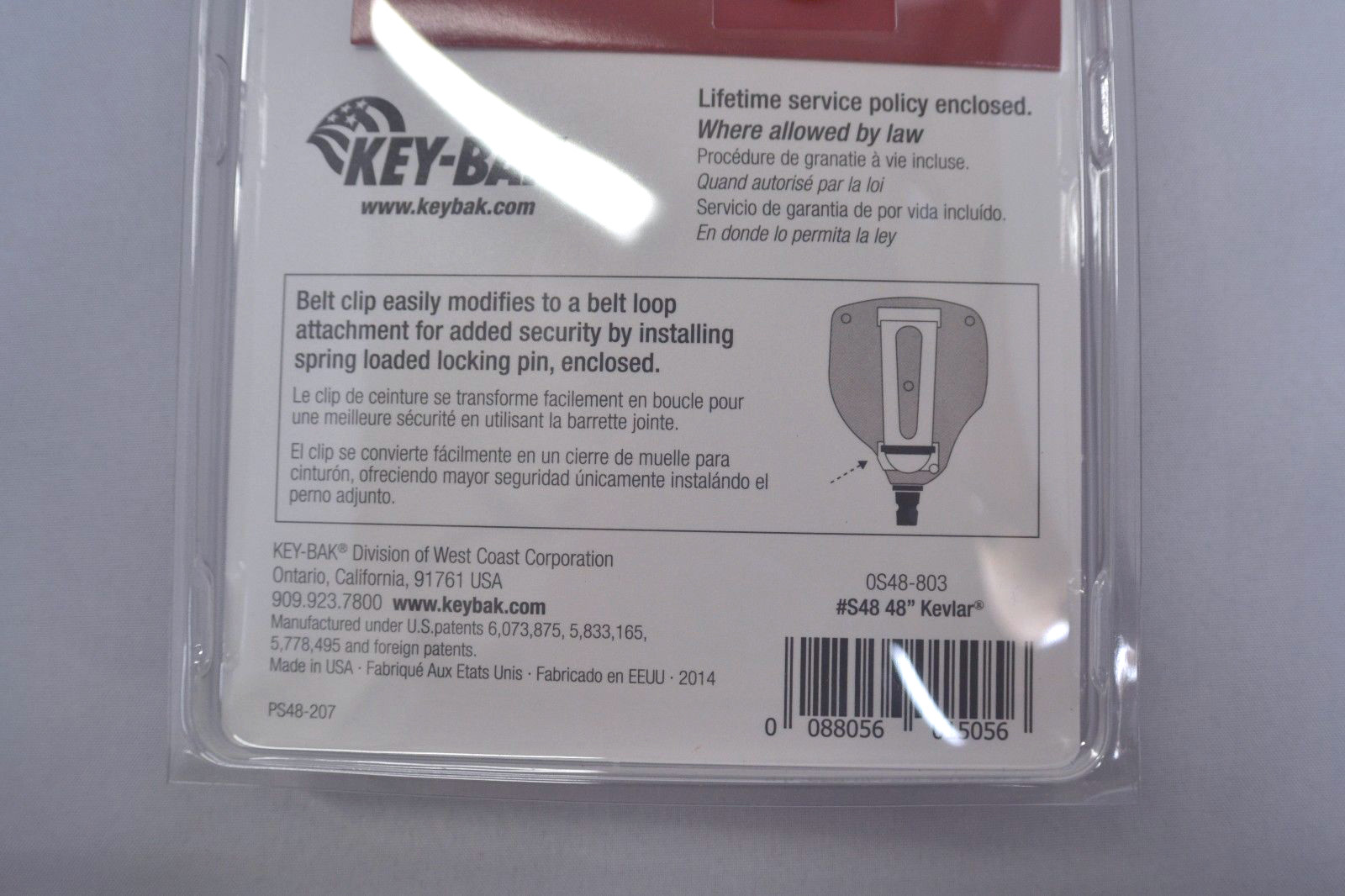 1 KEYBAK Super48 Series With Belt Clip and Self Retracting Key Reel