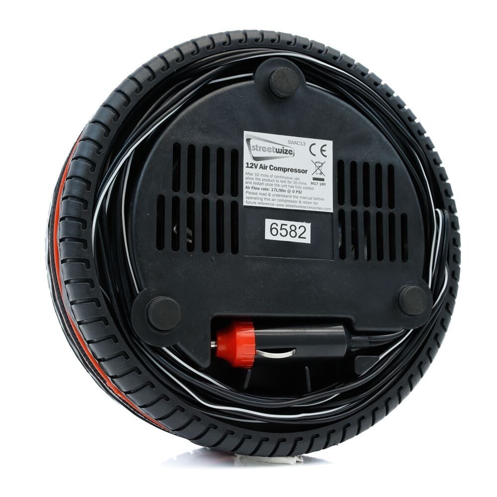 Compressore Aria Pompa Gonfiatore 12V Forma Pneumatici Auto Mini Display Analogico Swac13+cp - Miniatura 8