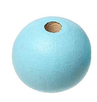 50 StüCk Holzperlen 20Mm Hellblau Rund Mit Loch Kugeln Zum AuffäDeln Basteln Diy-image