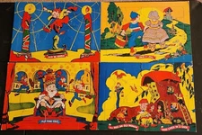 Vintage Nursery Rhyme Frame Tray Puzzles Lot Of 4 With Animal Shaped Pieces