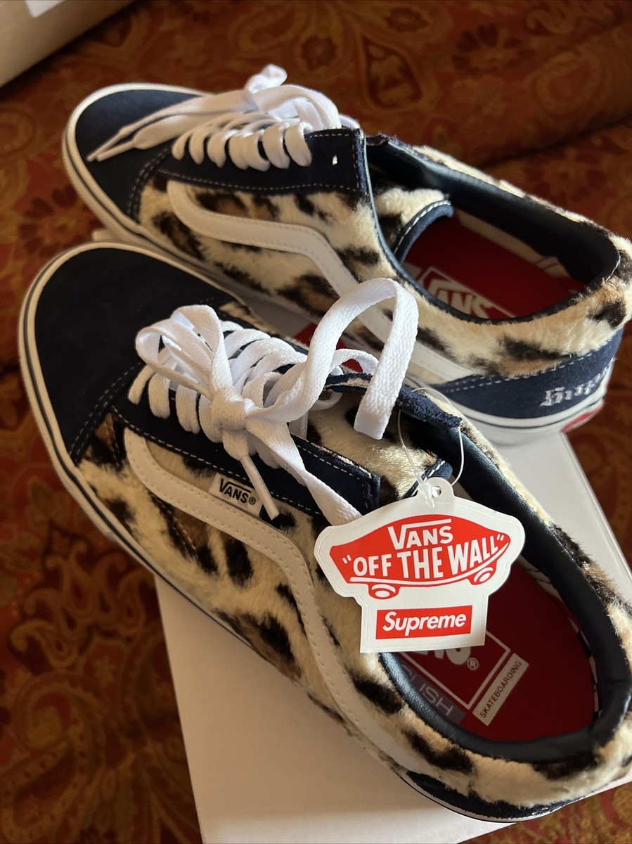 Vans Supreme Skate Old Skool Size 9 Leopard Navy | eBay