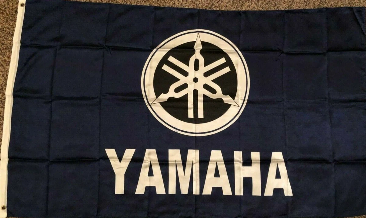 Drapeau / Bannière Yamaha Racing, 90x150 Cm, Noir Et Blanc, Neuf