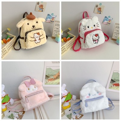 My Melody Hello Kitty Cinnamoroll Pompompurin Kawaii Plush Handbag Backpack