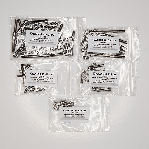 Kit tornillos allen inox Kawasaki KL250 serrage hexagonal moteur étanche 80-82