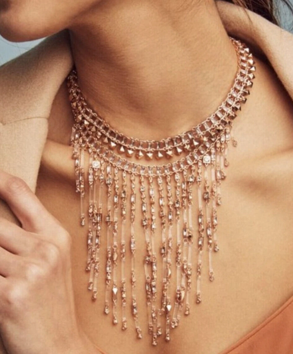 NWT Kendra Scott Maxen Statement Necklace in Rose Gold Tone MSRP 295