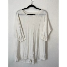 Alice+Olivia Base women's large ivory 3/4 sleeve cotton/cashmere knit tunic