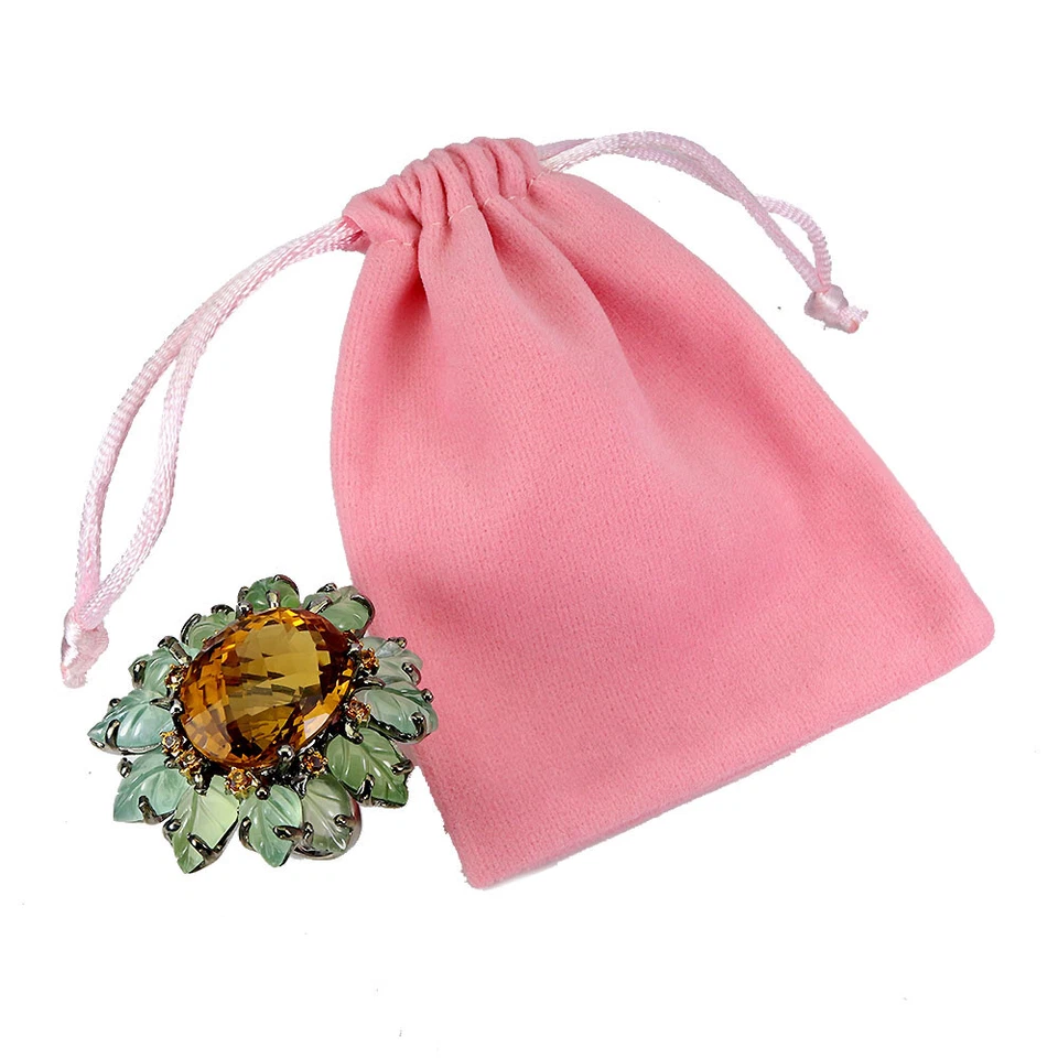 Valentine 925 Silver Ring Oval Citrine 26ct Aventurine Handmade Gemstone Jewelry - Image 3 of 4