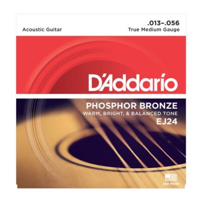 DAddario EJ24 Phosphor Bronze Acoustic Guitar Strings, True Medium, 13-56