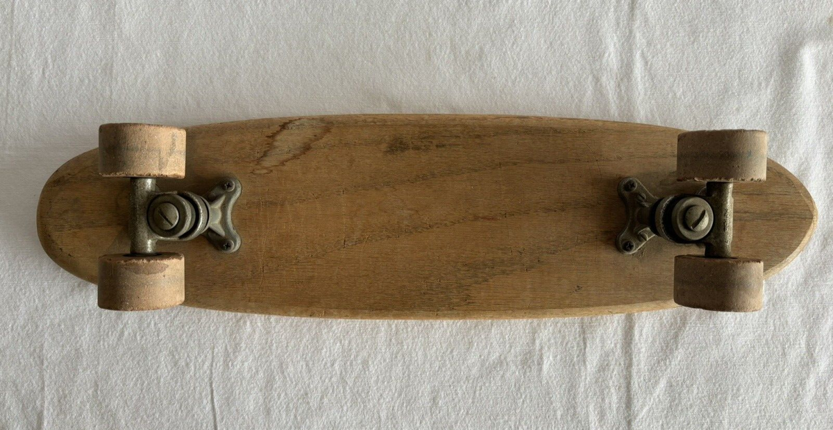 Vintage Super Surfer Skateboard Wooden Deck Clay Wheels