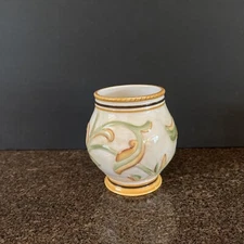 FRITZ and FLOYD”Florentina” Ceramic Jar/Vase. Green & Yellow Floral Design.