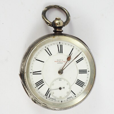 Antike Taschenuhr KAY'S Perfection Lever 935er Silber Hallmarks  JHD