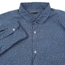  328 John Varvatos Slim-Fit Dutch Blue Wire Insert Button Up Shirt Mens Large