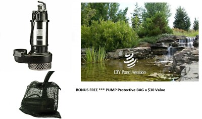 1 HP Submersible HI FLOW 9,000GPH Waterfall Stream Filter PUMP +FREE Pump BAG