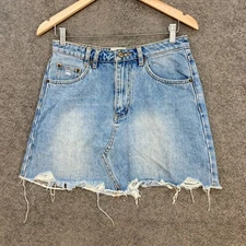 Insight Womens Skirt Size 28 AU 10 Blue Mini A-Line Mid Rise Denim Zip 52507