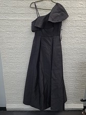 New Adrianna Papell One Shoulder Mikado Gown Black Size 6