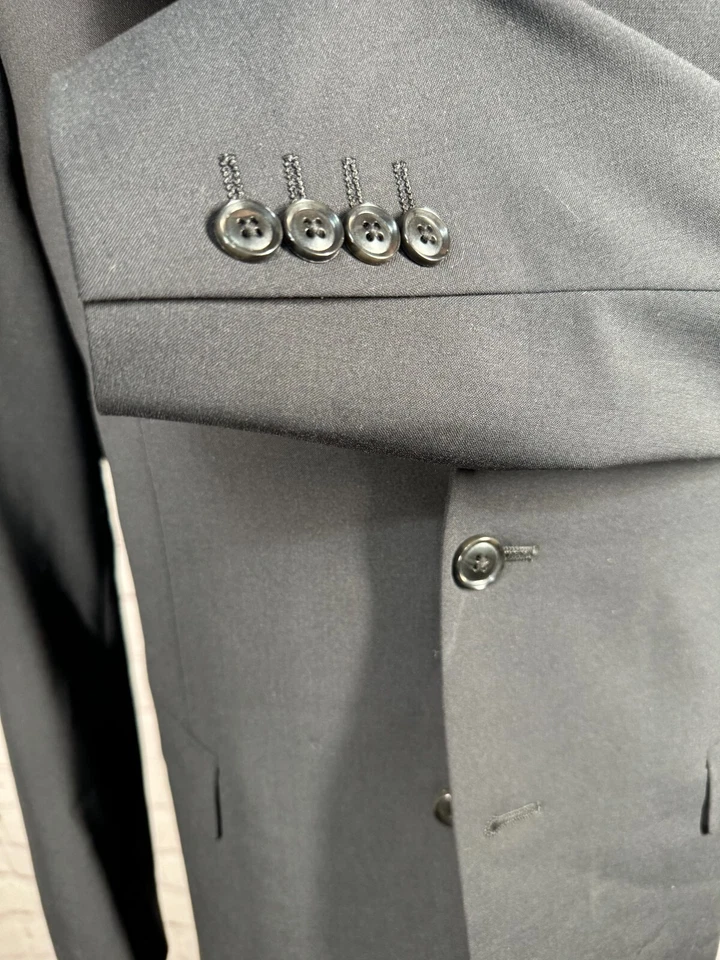 BAR III Para Hombres Negro Lana ELASTIZADO AJUSTE AJUSTADO Traje Abrigo Deportivo Blazer Chaqueta 44R Foto 3 de 4