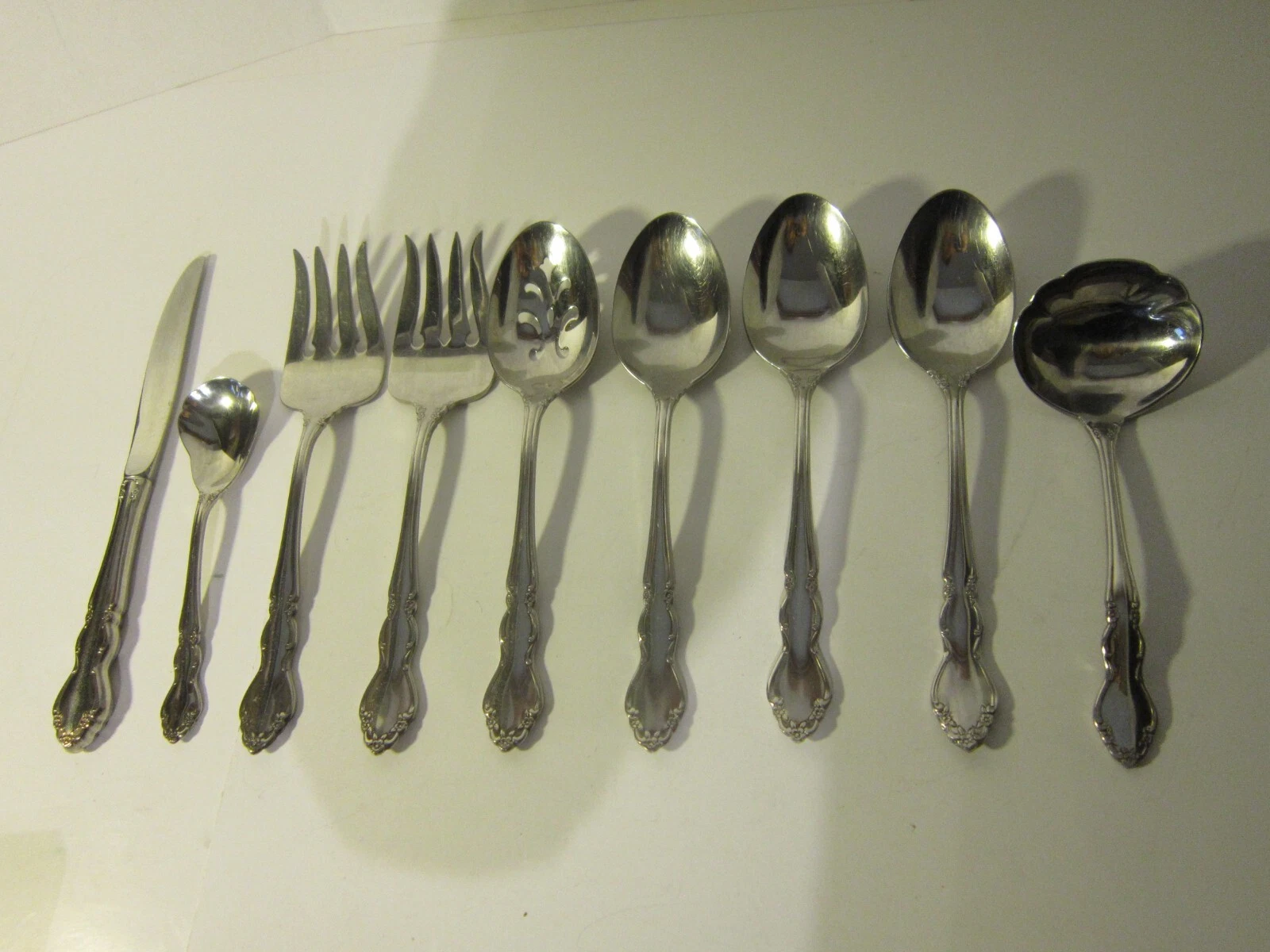 Oneida DOVER Heirloom Cube 18/10 Glossy Stainless 8 Serving Pieces + knife #T30