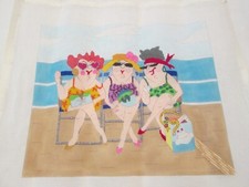 3 LADIES AT THE BEACH-HANDPAINTED NEEDLEPOINT CANVAS