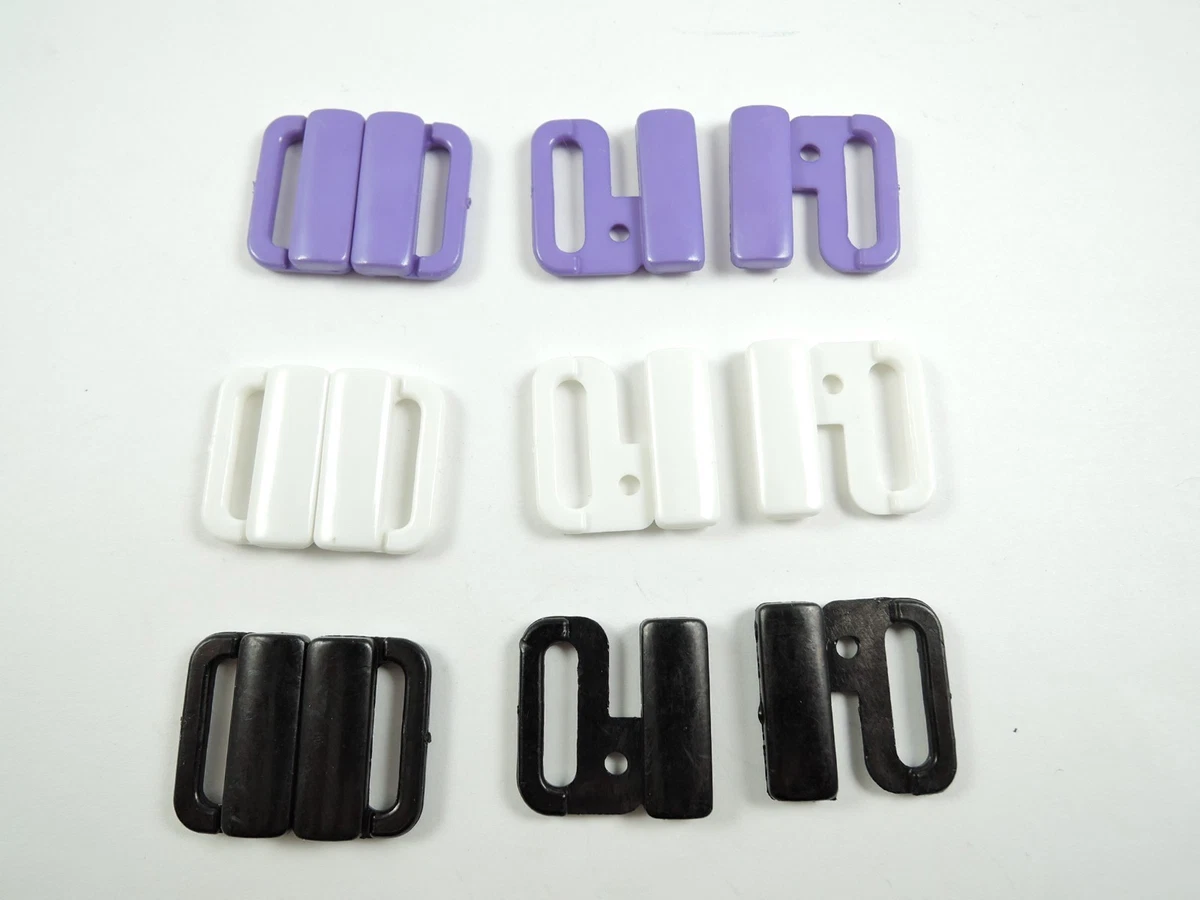 10 SETS PURPLE or WHITE BIKINI CLIPS CLASPS BRA FASTENERS