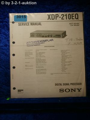 Sony Service Manual XDP 210EQ Digital Signal Processor (#3015)
