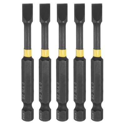 5pcs SL6 Slotted Impact Screwdriver Bits 1/4'' Hex Shank 2.8'' Long Magnetic Bit