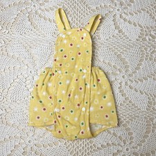Vintage 1980s Lily Baby Girl 6 Months Yellow Floral Plastic Lined Sunsuit Romper