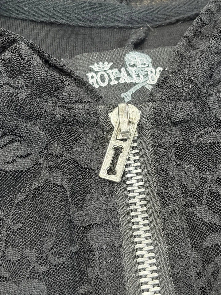 Royal Bones Daang Womens Goodman Lace Mesh Sheer Corset Hoodie Zip Up XL - Image 4 of 4