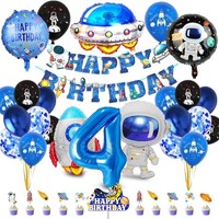 Weltraum Deko Geburtstag 4 Jahre Junge Astronaut Folienballon Rakete Tortendeko