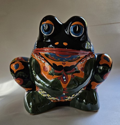 Talavera Frog Planter Large Mexican Pottery Folk Art Animal Hand Painted - Picture 2 of 18