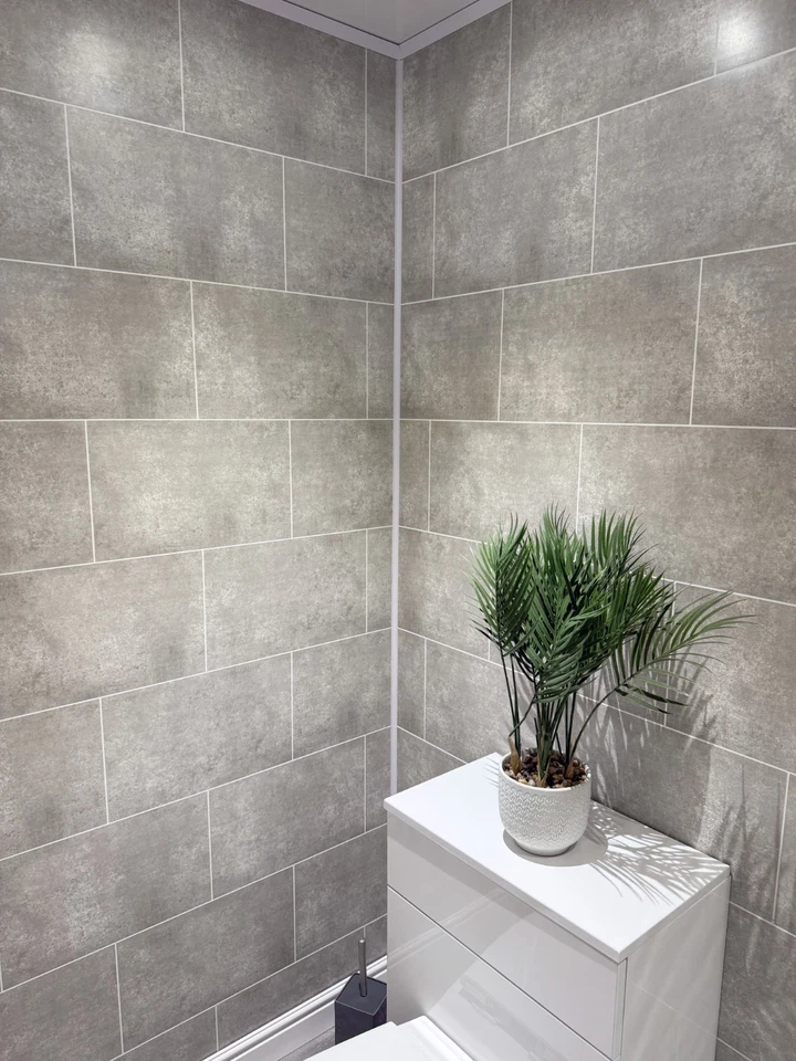 Grey Brick Grout Line Tile Effect Bathroom Wall Panels PVC Shower Wall Cladding - Image 4 of 4