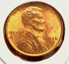 1936-P Lincoln Wheat Cent Penny GEM RED BU From an Original Bank Roll