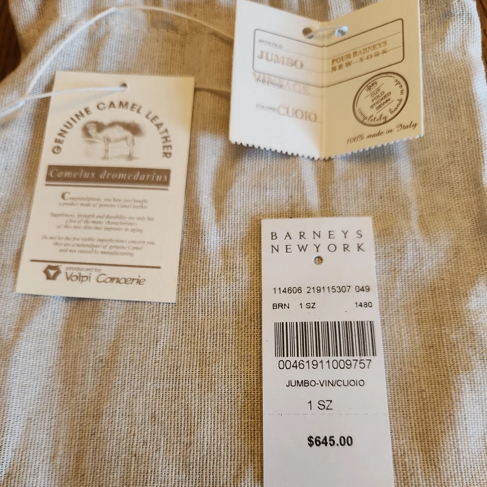 Cartera de cuero Henry Cuir JUMBO-VIN/CUOIO chequera Italia bicicleta venta al por menor $645 Foto 4 de 4