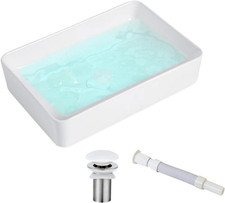 20" X 13.5" Rectangular Vessel Sink for Bathroom - above Counter White Ceramic