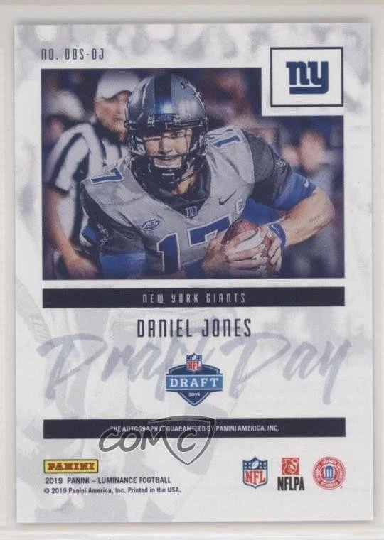 2019 Luminance Draft Day Signatures Silver Ink Daniel Jones Rookie Auto RC - Image 2 of 2