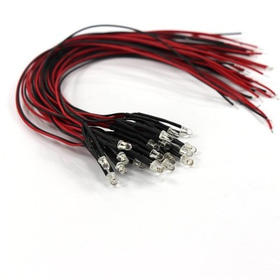 20pcs Pre Wired 3mm Warm White Led Lamp Light Set 12V ~ 18V 3mm, 
