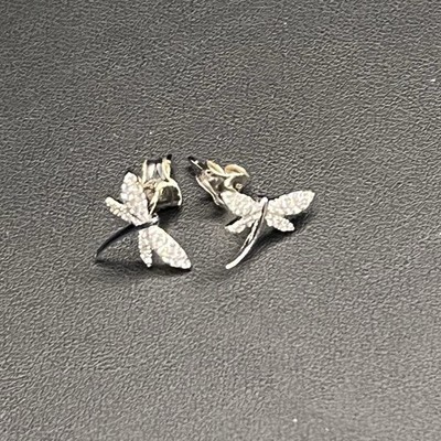 Libelle Ohrstecker 925 Sterling Silber mit klaren Akzentsteinen