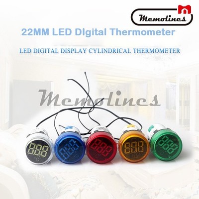 22mm AC50-380V Thermometer Indicator Light LED Digital Display Temperature Meter
