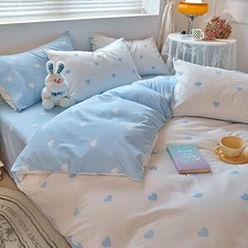 BOLINLIVING Cute Duvet Queen 90" x 90" Blue and White Heart no Comforter