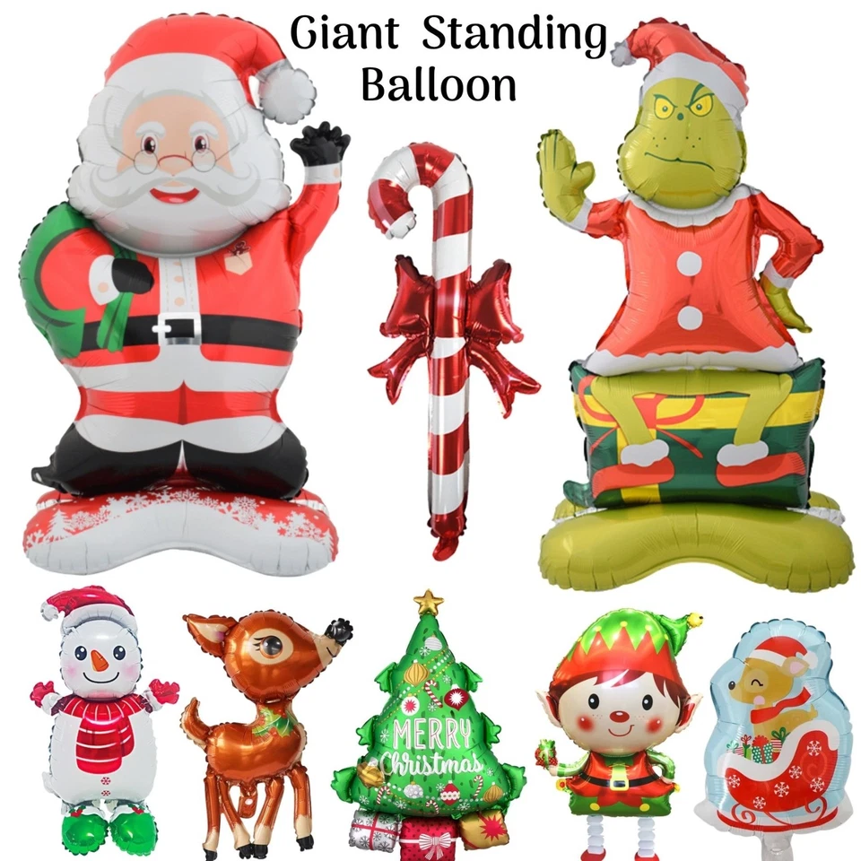 LARGE Santa Claus Balloon Grinch Christmas Giant Floor Standing AIR Fill foil