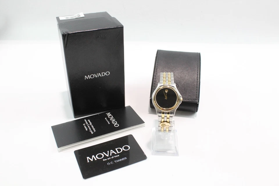 Movado Museum Two Tone Watch Ref. 81-E4-0863 Quartz Working