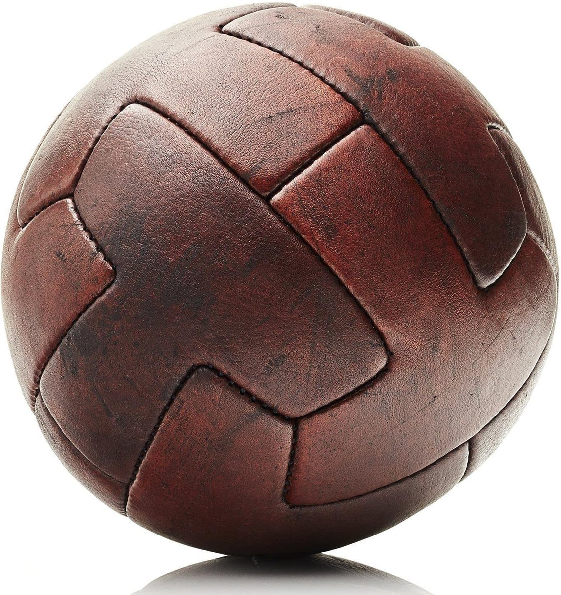 Vintage Retro Brown Leather T Soccer Ball - Modest Heritage Design