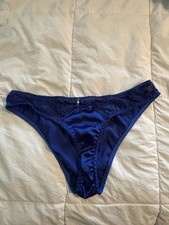 VTG Blue Satin Bikini Panties Size L